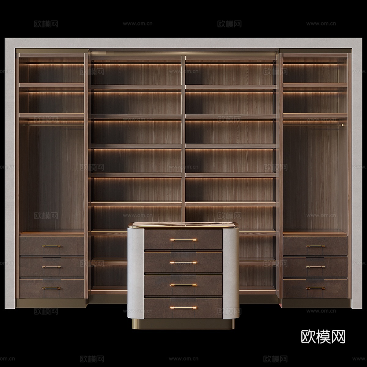 带岛式储物柜的衣橱3d模型