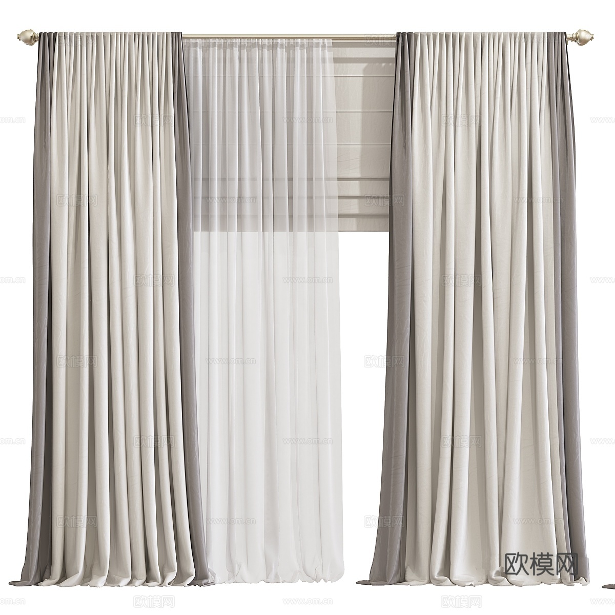 窗帘8663d模型下载