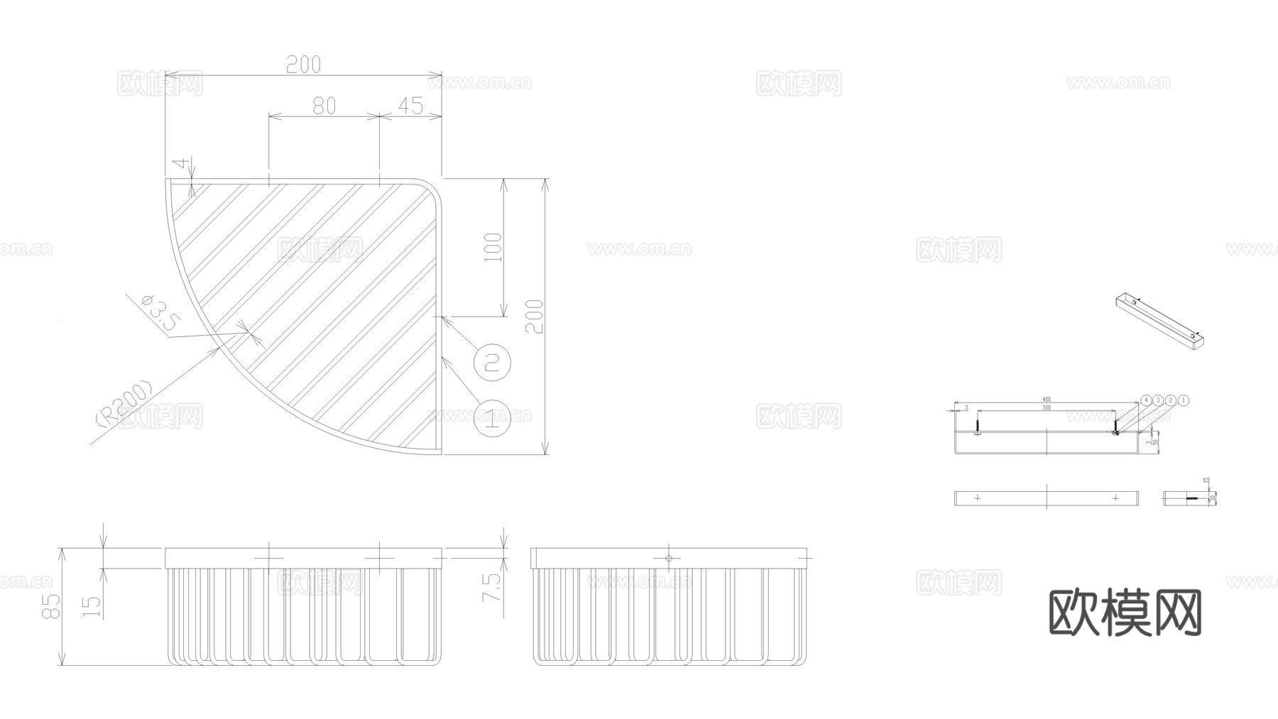 卫生间置物架 化妆品架cad施工图