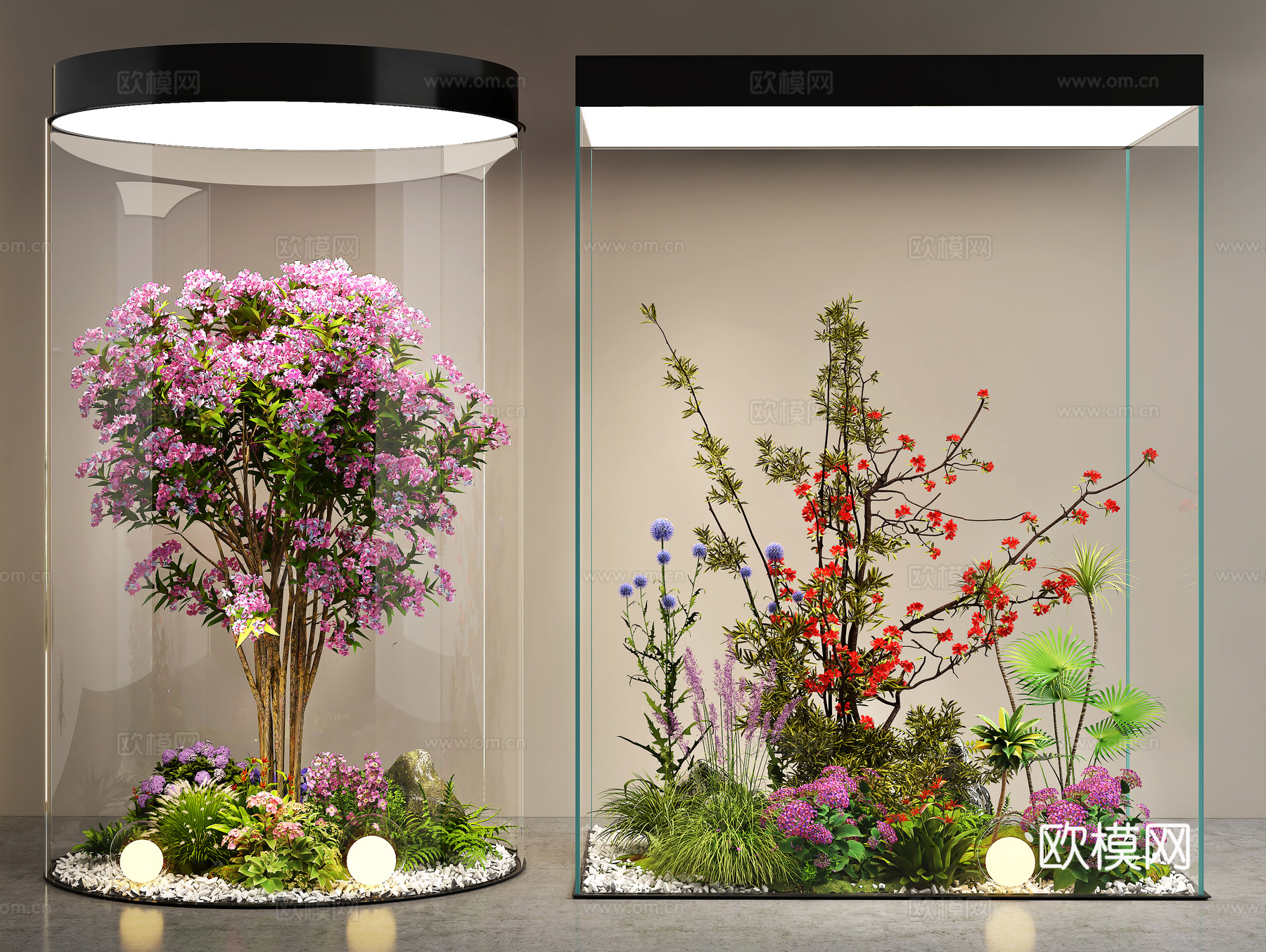 室内景观  景观造景  玻璃景观造景  景观树3d模型下载