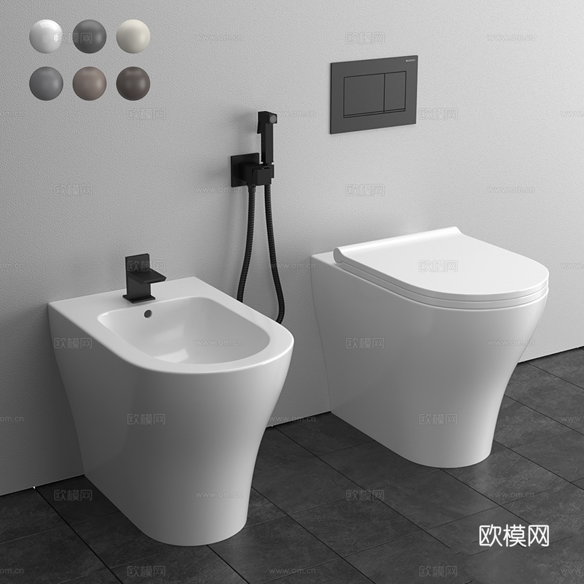 Cielo Enjoy e Amedeo壁挂式马桶坐浴盆3d模型