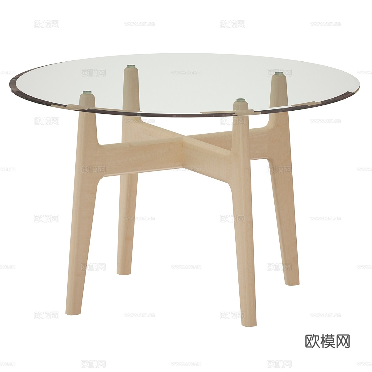 Tate 48圆形餐桌配玻璃桌面与San3d模型下载