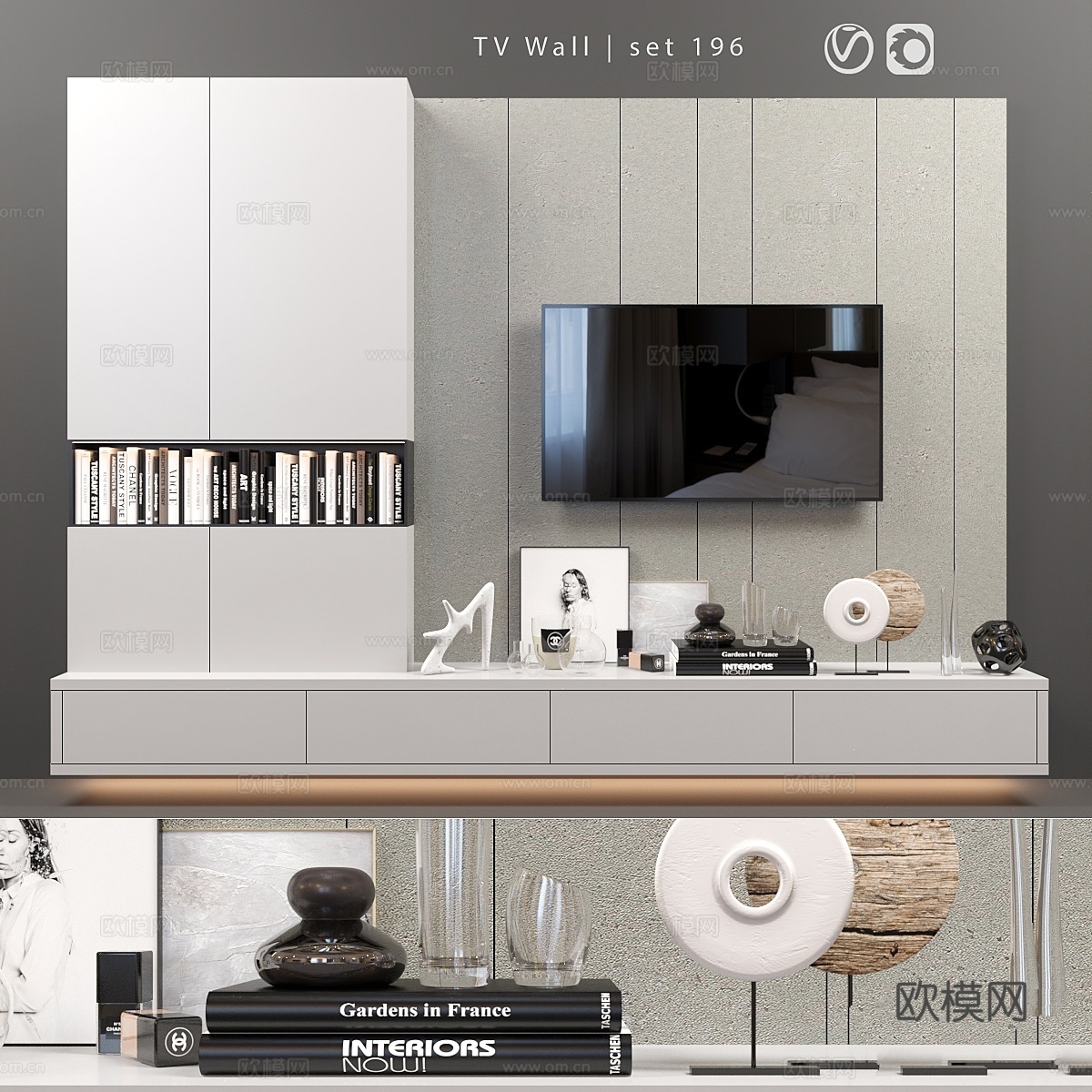 电视墙套装1963d模型下载