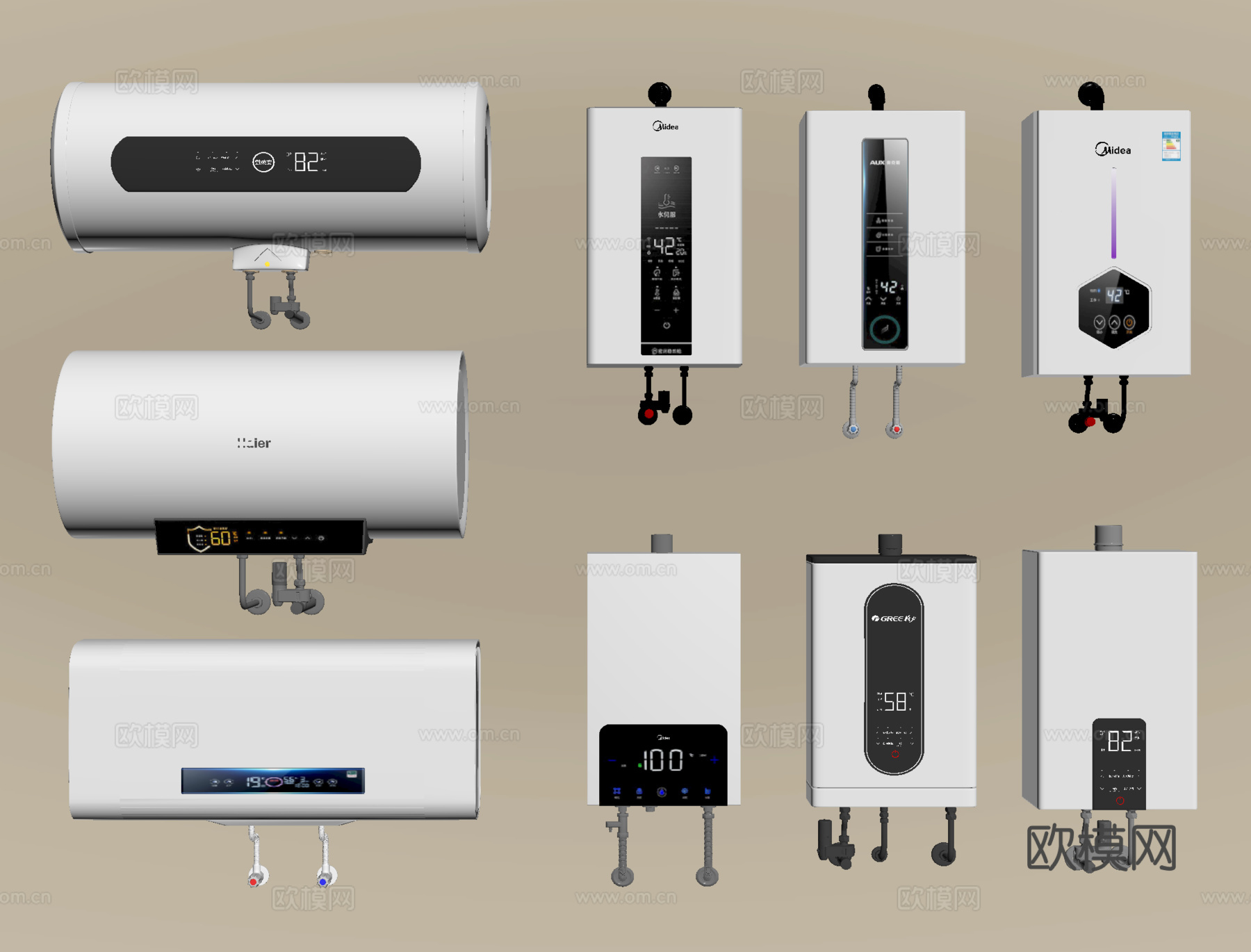 现代热水器su模型