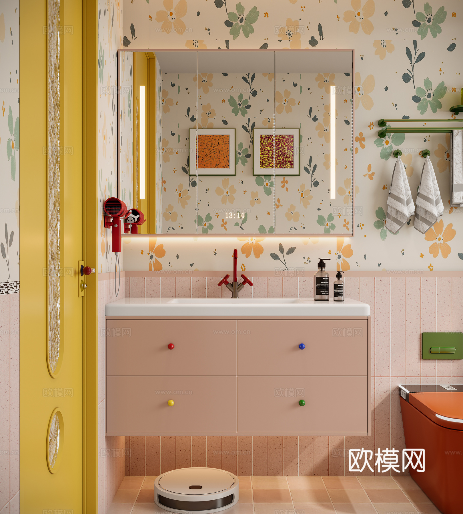 现代多巴胺浴室柜su模型