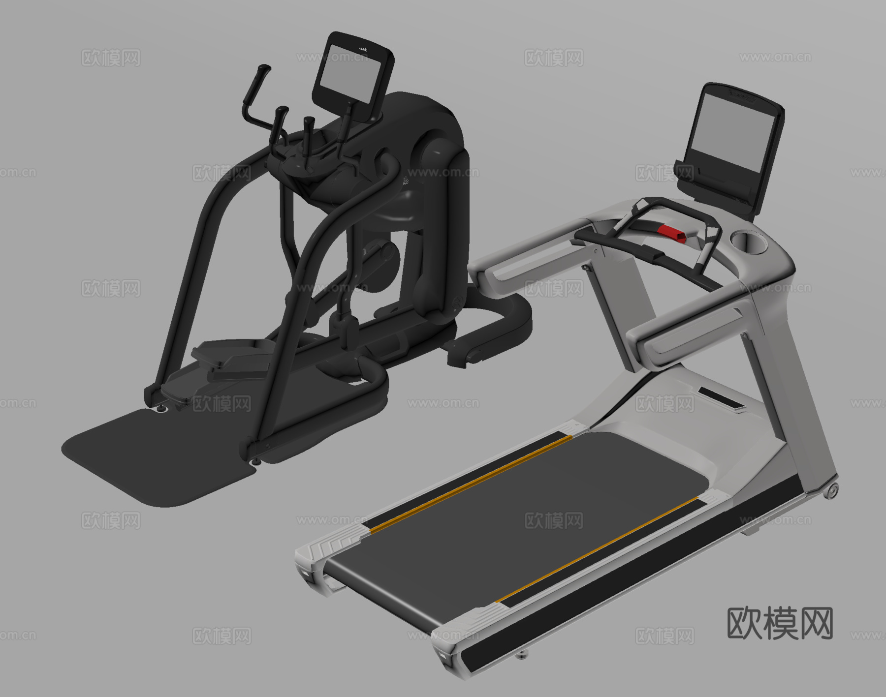 健身器材 跑步机su模型