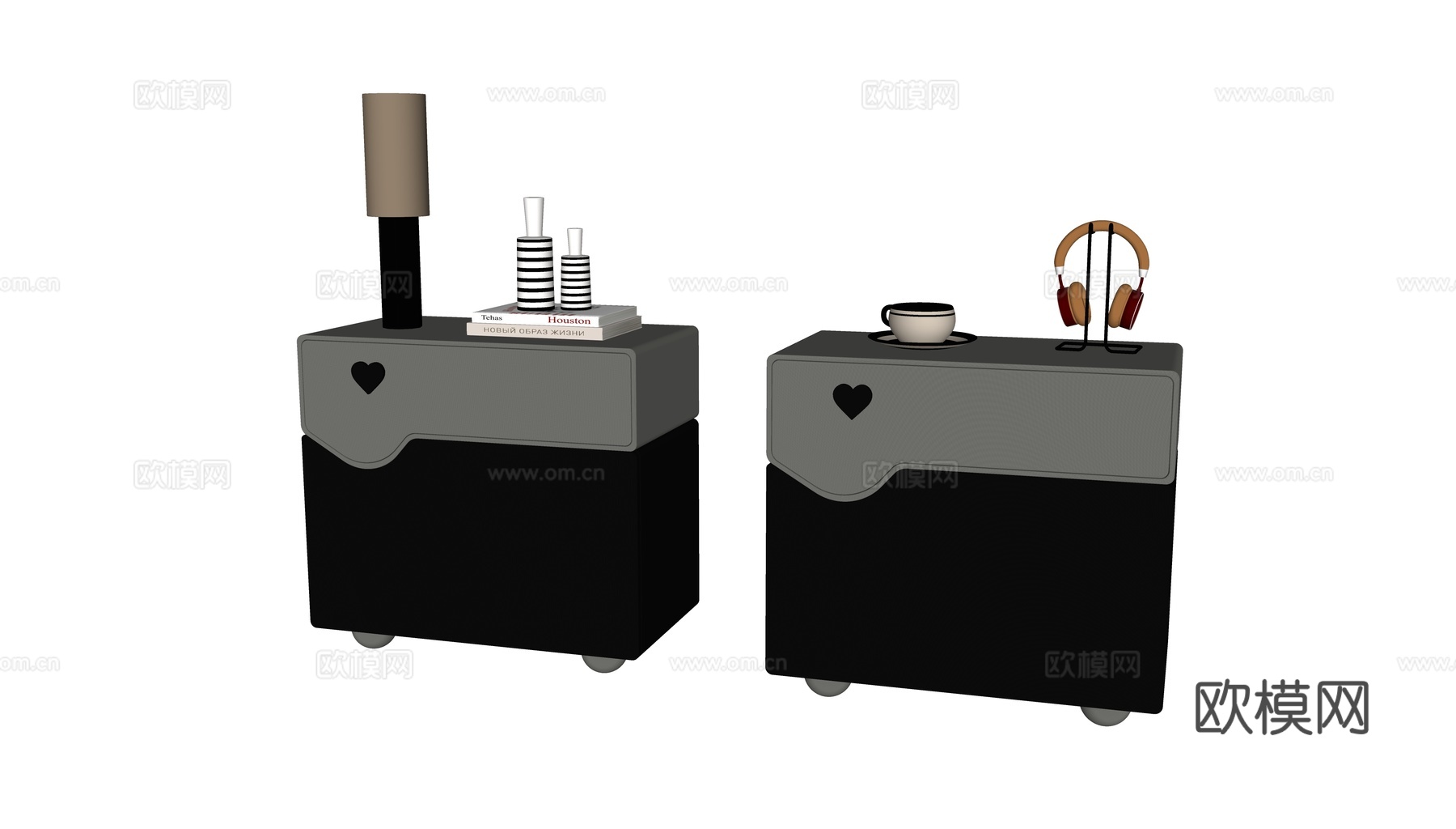 现代极简床头柜su模型