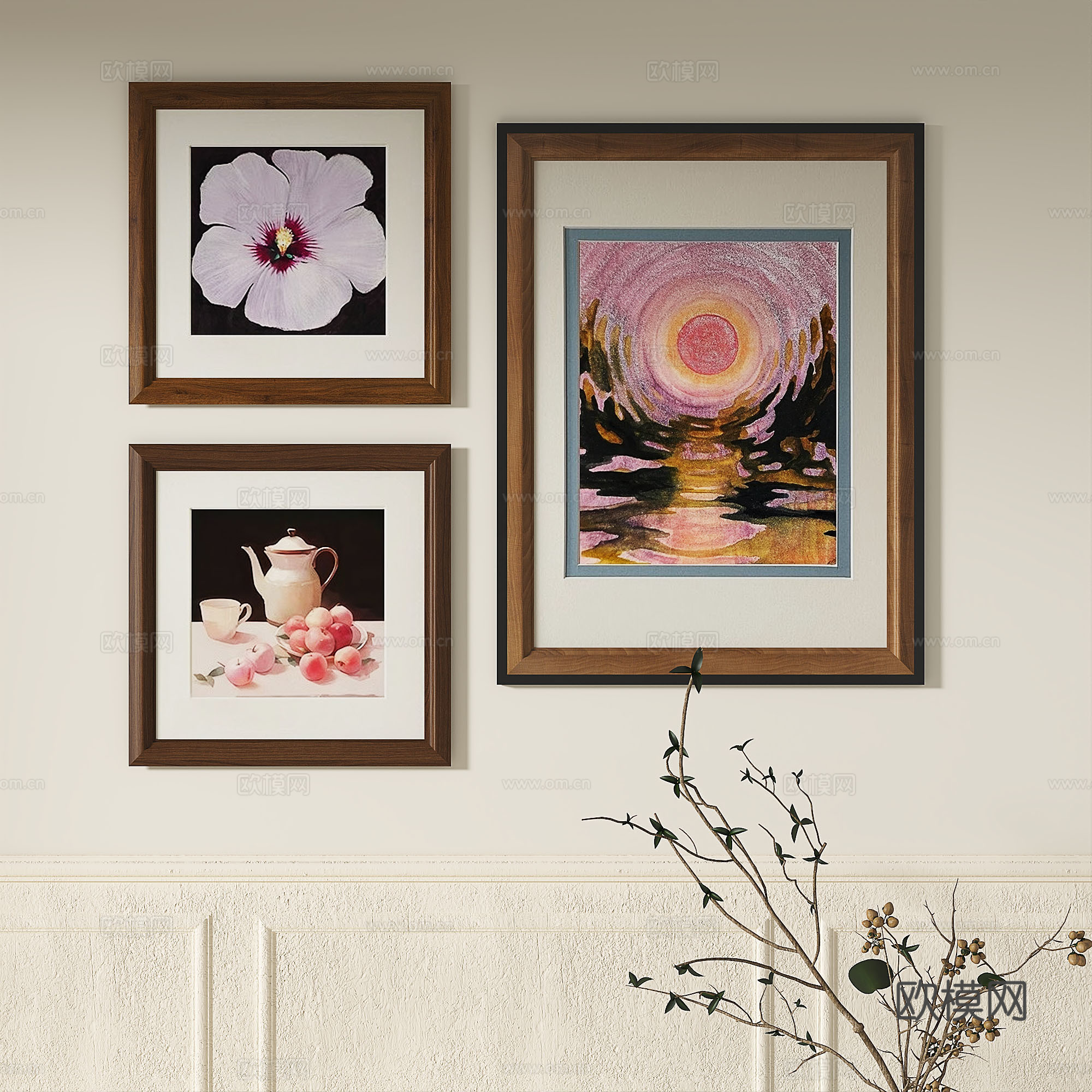 简欧，法式，复古，抽象，轻奢，简约，中古，装饰画3d模型3d模型下载