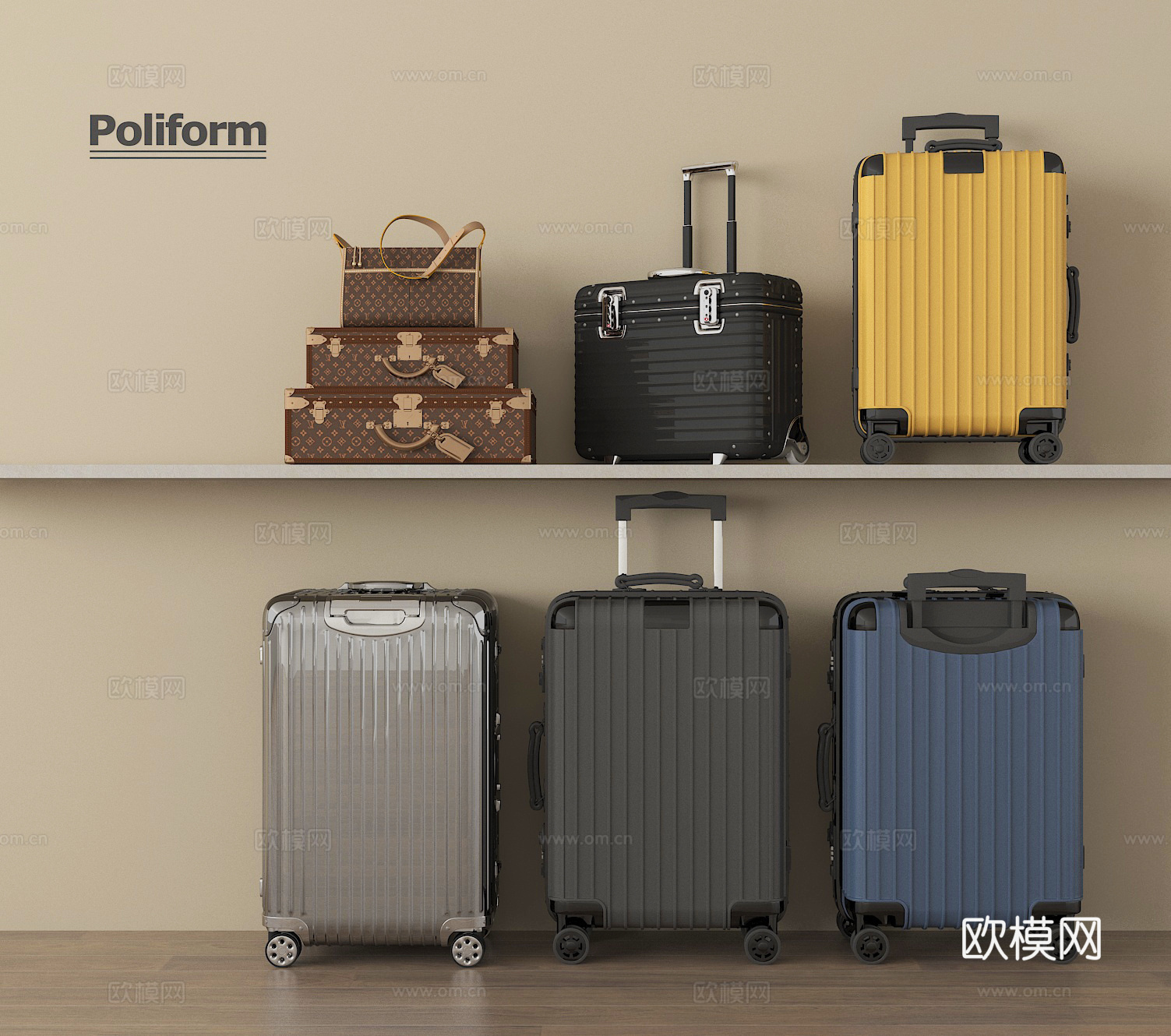 现代行李箱3d模型下载