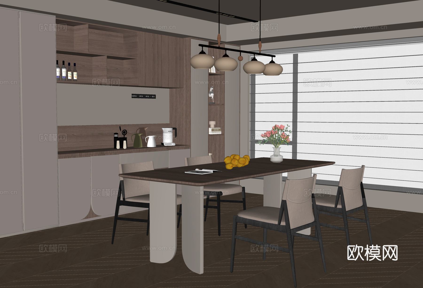 中古风餐厅su模型