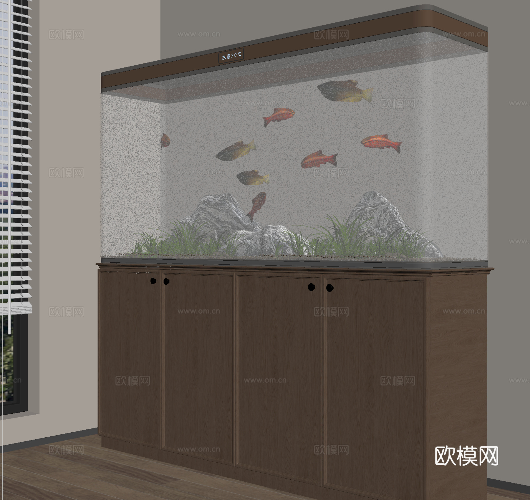 现代鱼缸 水族箱su模型