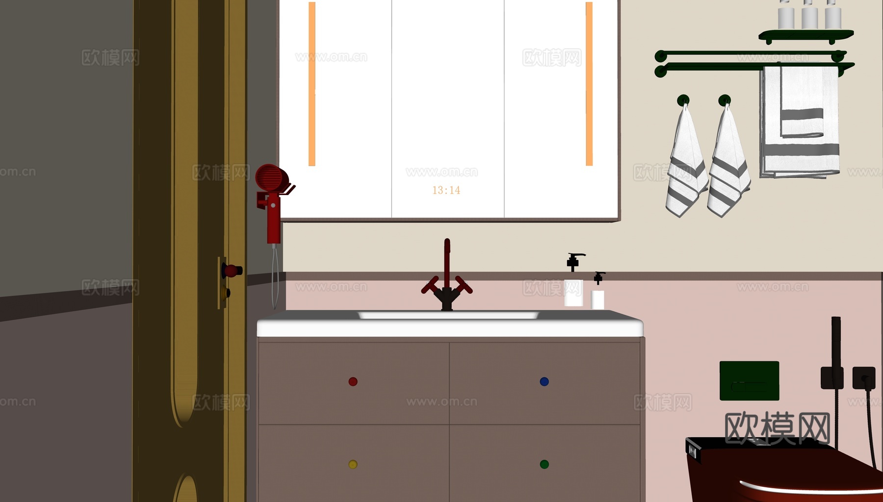 现代多巴胺浴室柜su模型