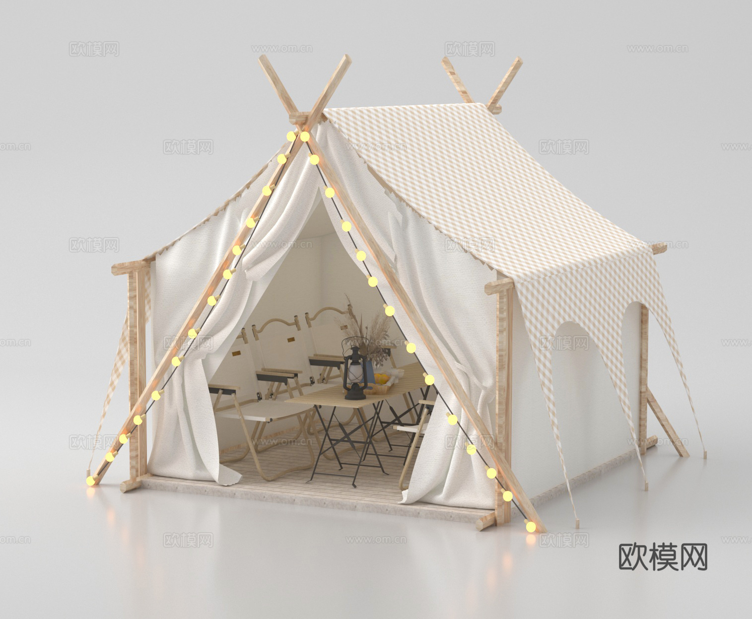 现代帐篷 天幕 露营帐篷su模型