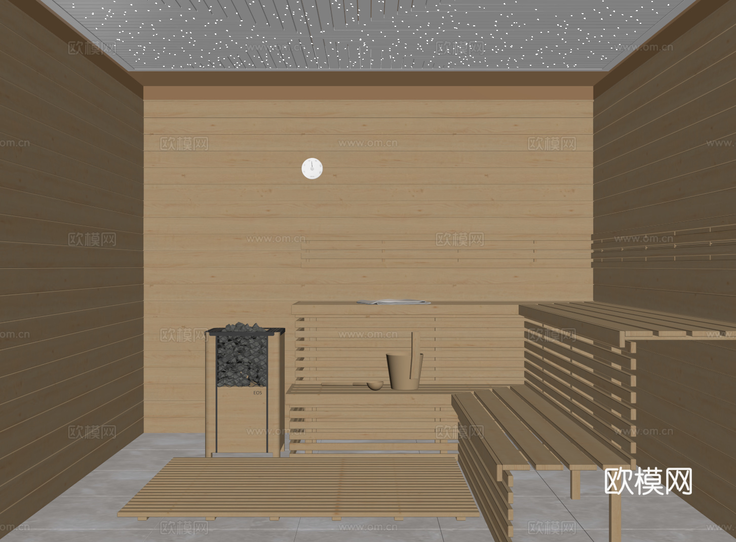 现代桑拿房 汗蒸房su模型