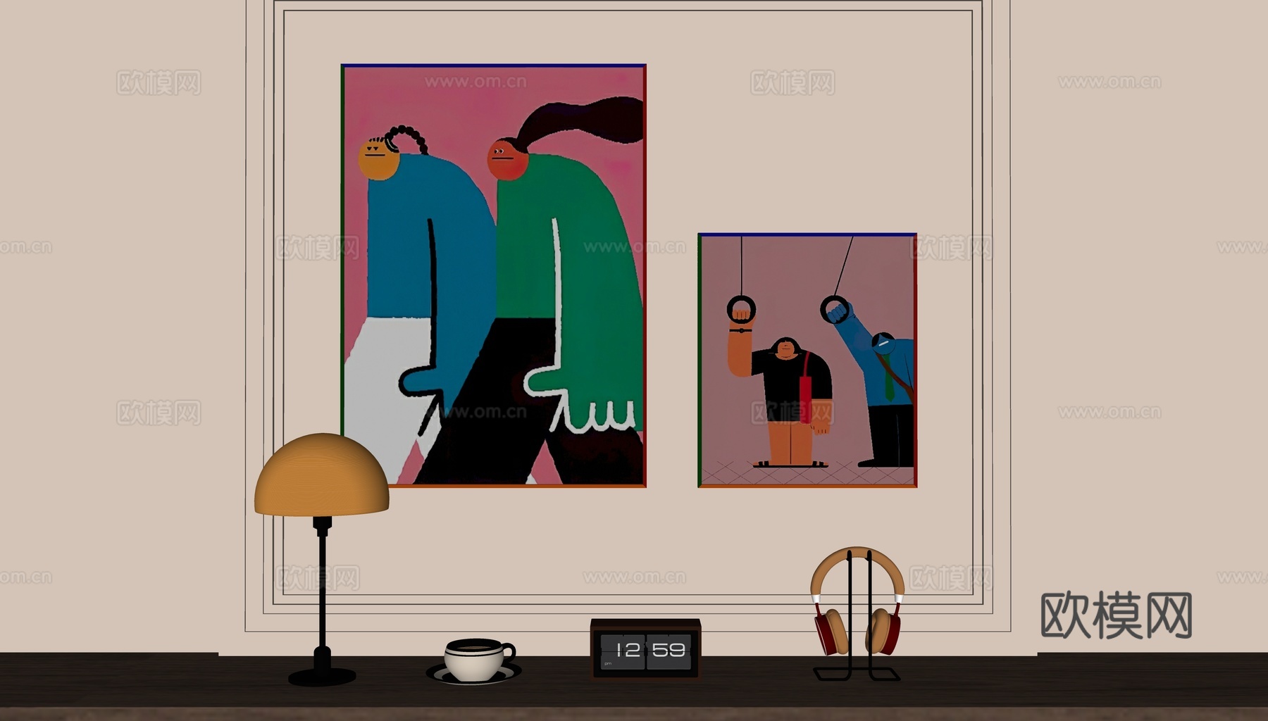 现代多巴胺装饰画su模型