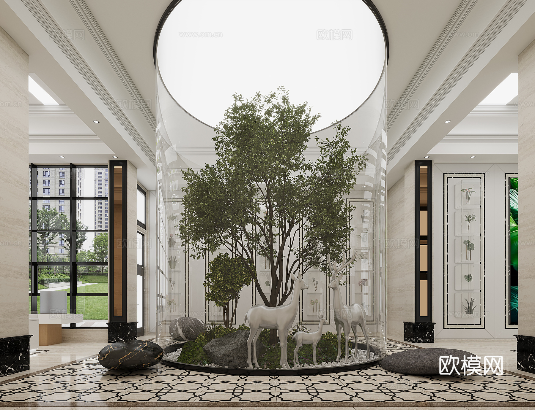 现代动植物展厅3d模型下载（渲染图1）