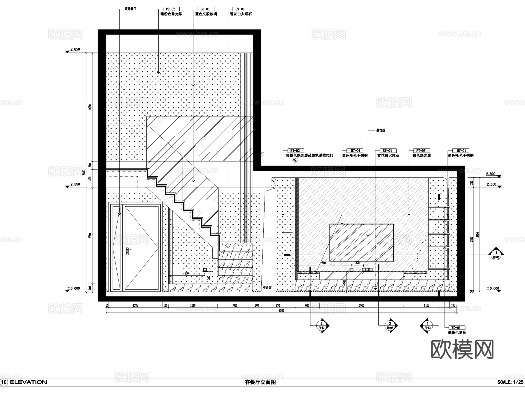 自在澜湾C1-E户型二层叠墅室内家装CAD施工图整套cad施工图