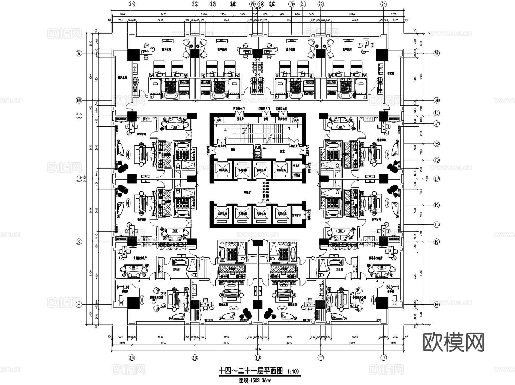 家富国际大酒店室内工装CAD施工图cad施工图