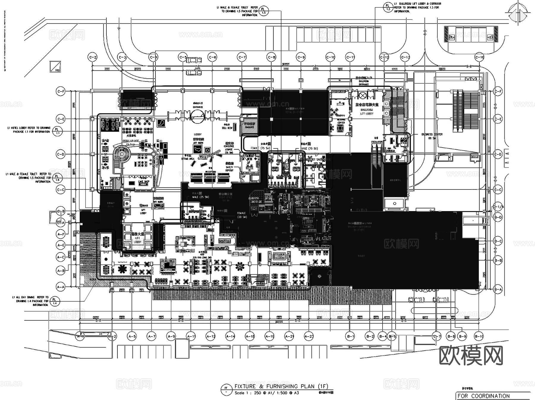 合肥洲际酒店公区室内工装CAD施工图cad施工图