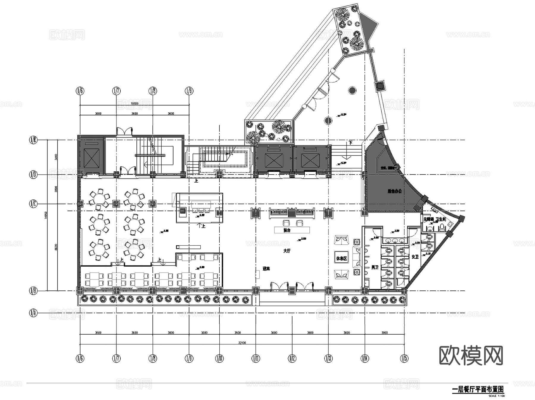潜江钻石假日酒店一二层公区室内工装CAD施工图cad施工图