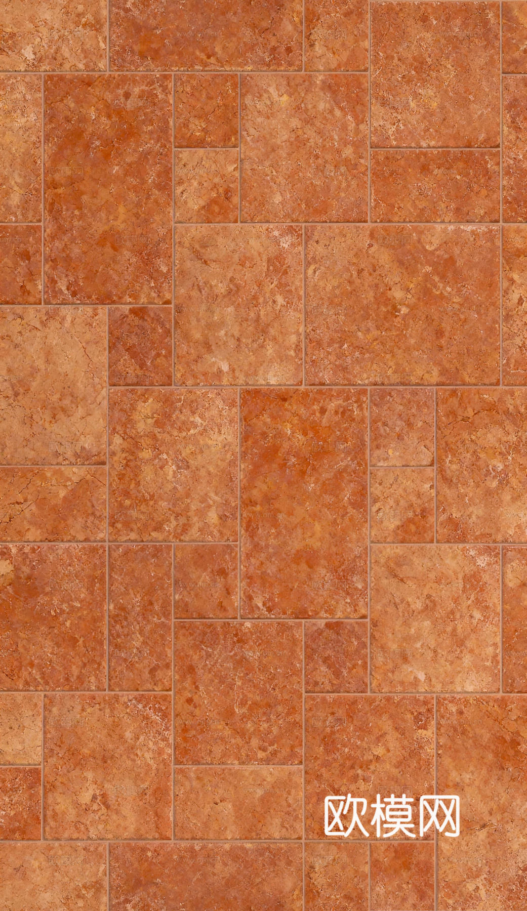 红色大理石拼花 红橙仿古砖罗马拼地砖 红色复古砖 中古风红砖