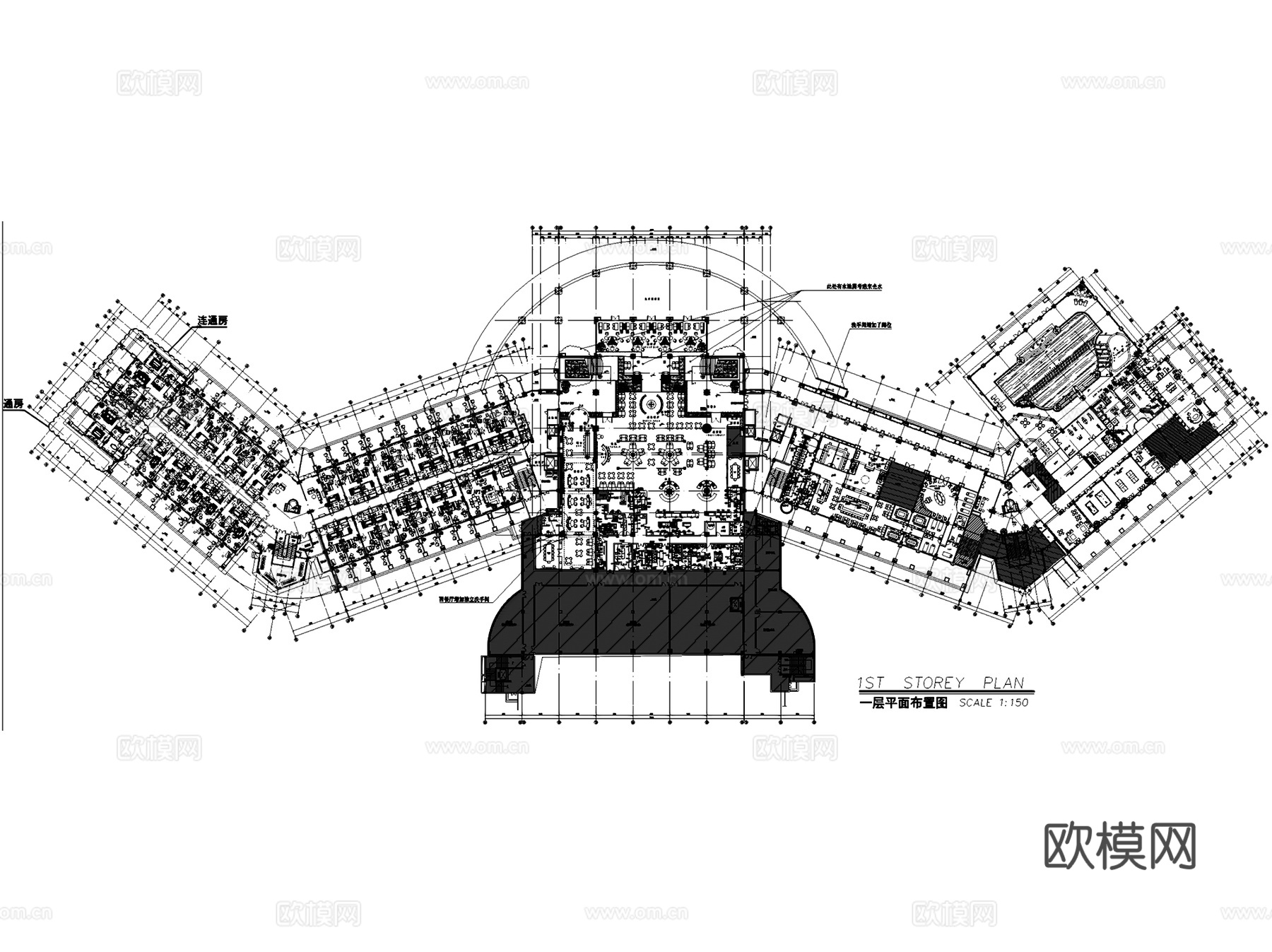 上海佘山索菲特大酒店室内工装CAD施工图cad施工图