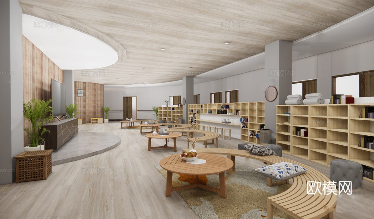 现代老年室内活动中心 老年日托su模型