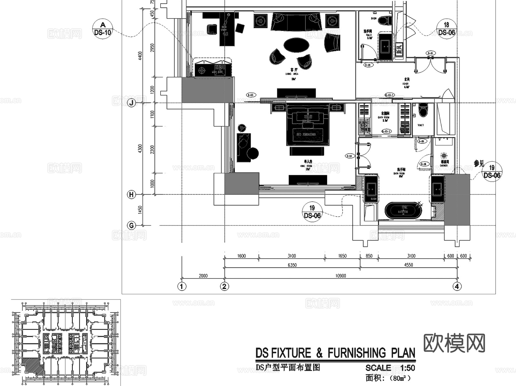 中山国际金融中心酒店总平面及客房室内工装CAD施工图cad施工图