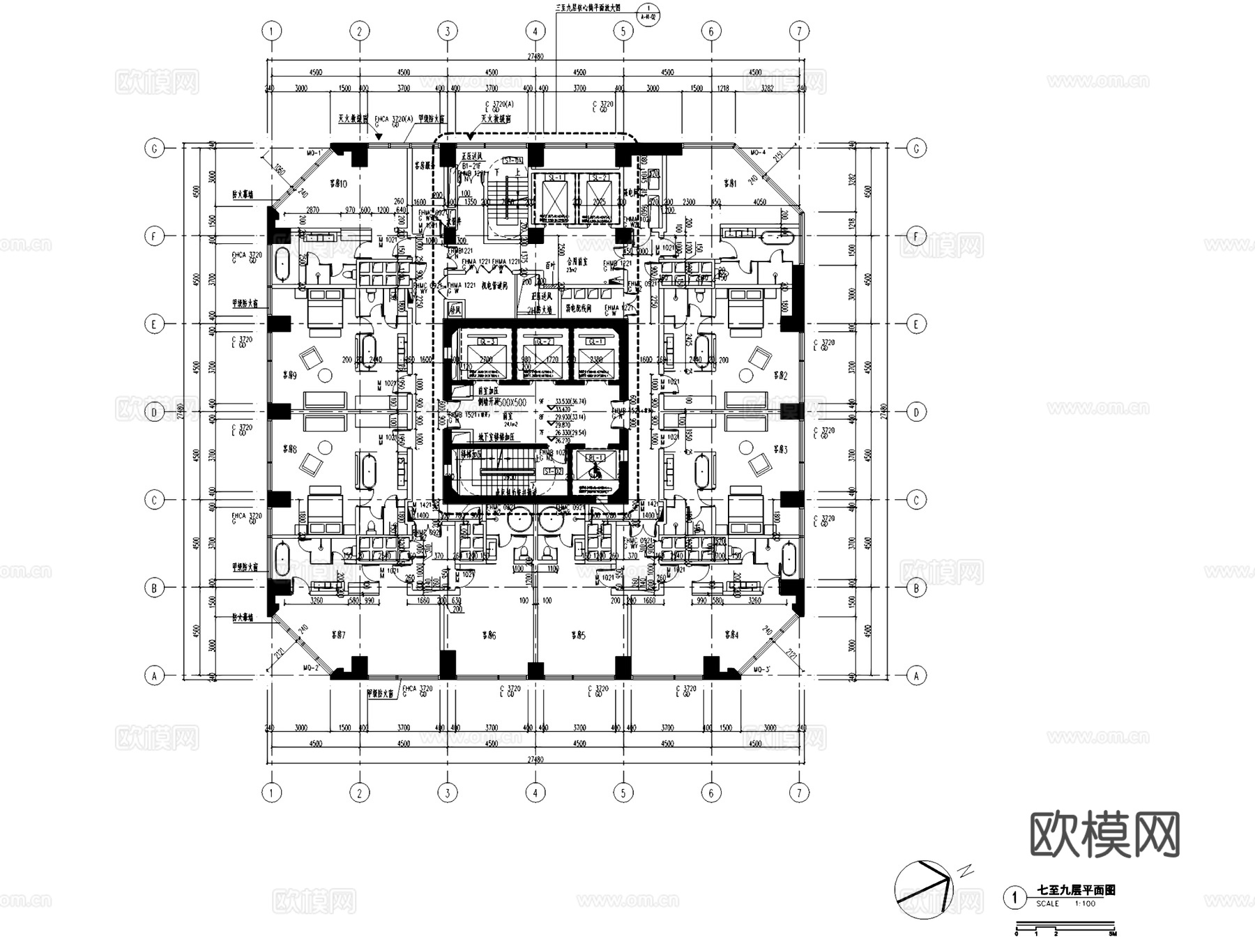 上海鲁能艾迪逊酒店改造建筑CAD施工图cad施工图