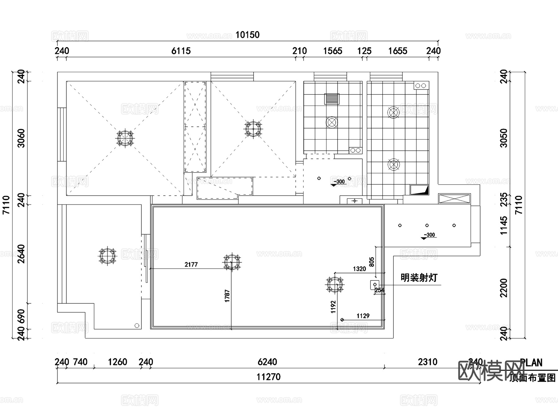 幸福时光田园风两室一厅一卫室内家装CAD施工图cad施工图