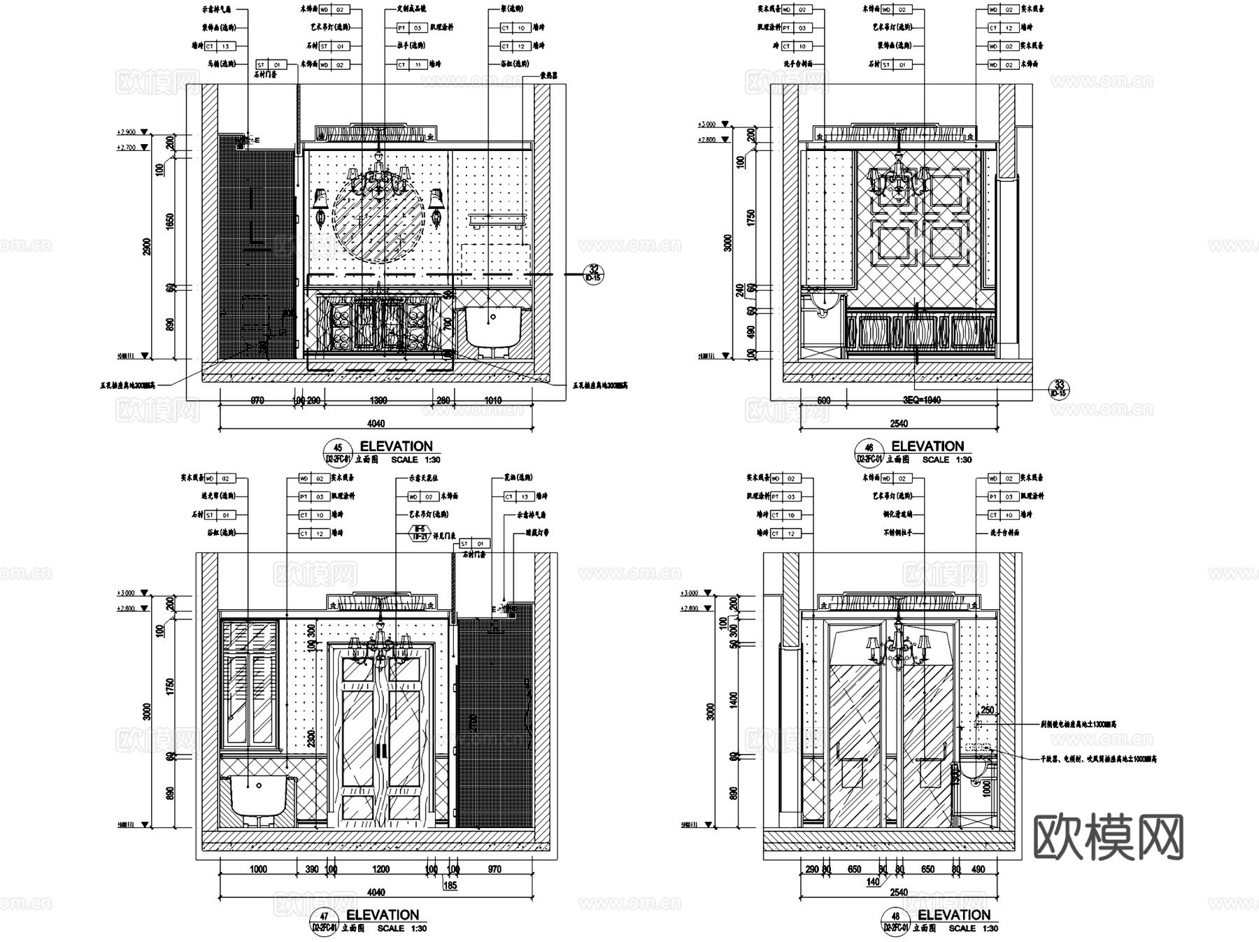 长白山度假区酒店式公寓D2别墅室内家装CAD施工图整套cad施工图