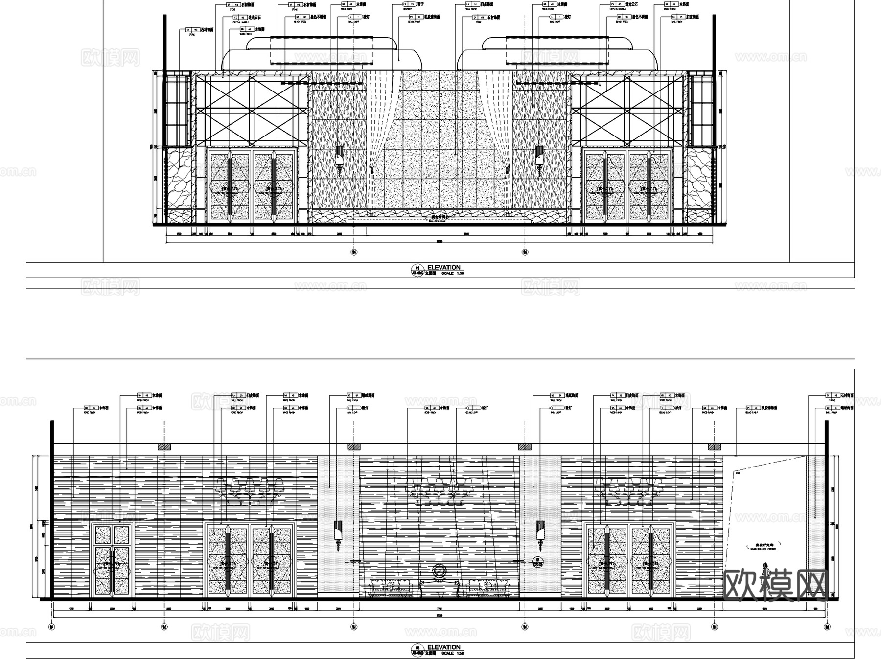 三亚鸿洲游艇俱乐部酒店室内工装CAD施工图cad施工图