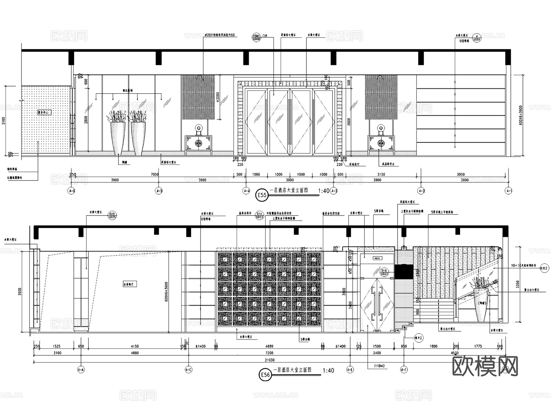 厦门天地人酒店室内工装CAD施工图cad施工图
