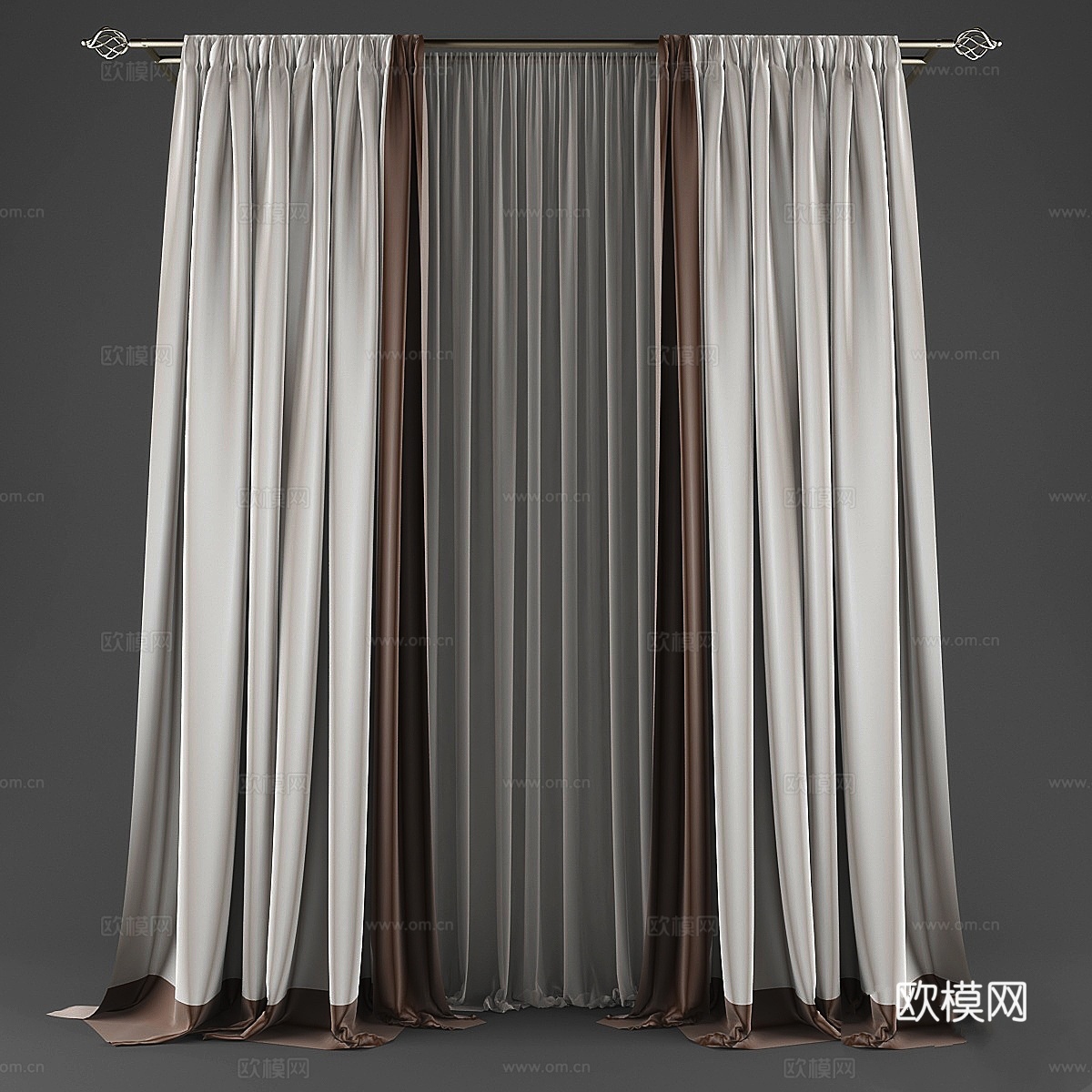 新古典窗帘 丝绒窗帘3d模型下载
