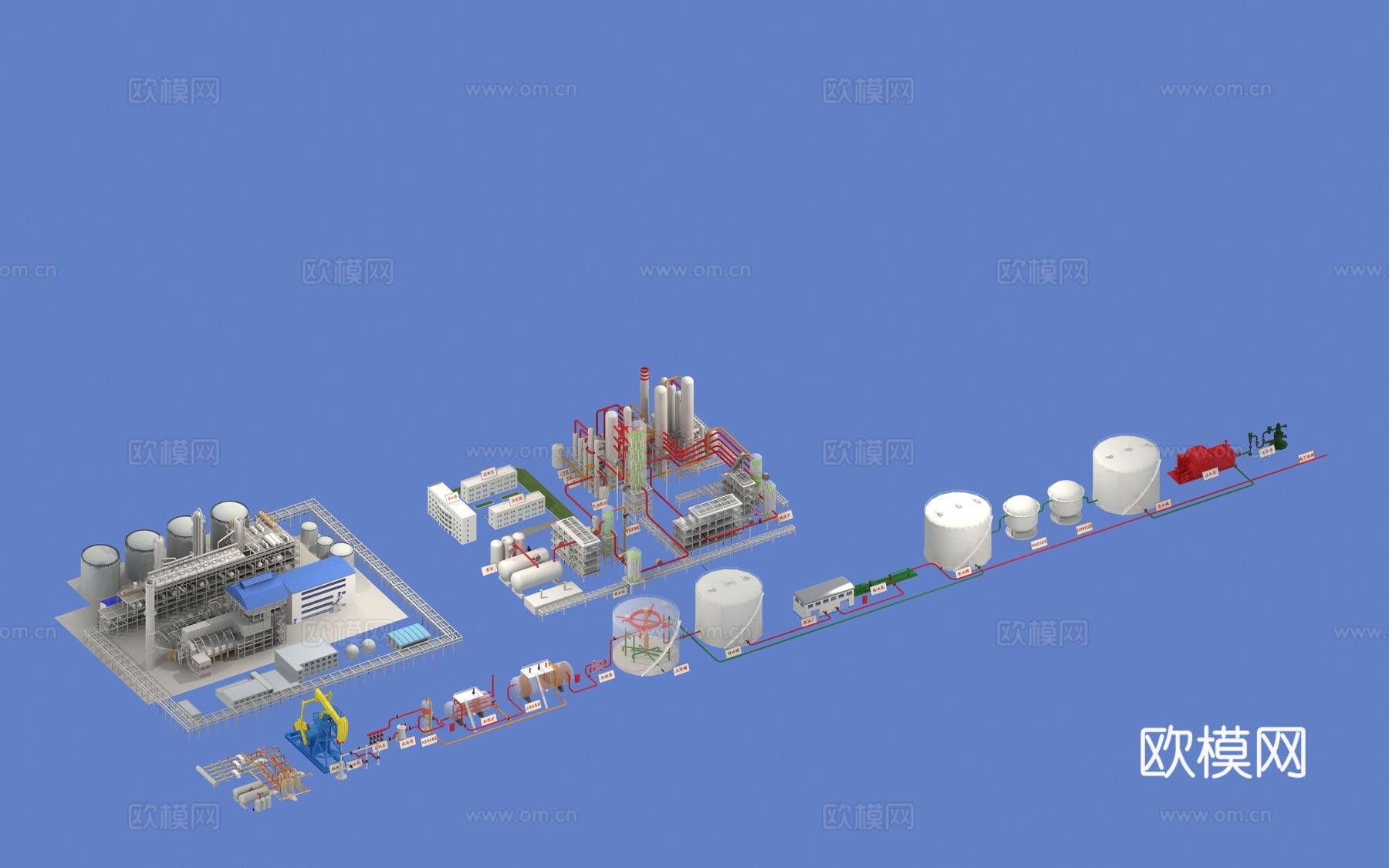 国内某化工厂复原 工厂系列3d模型下载（渲染图1）