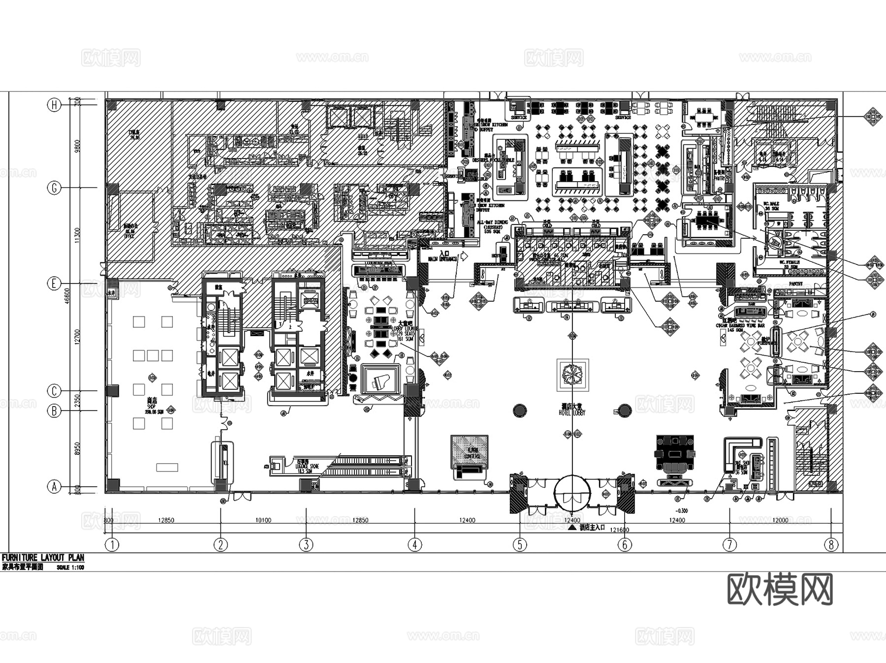 廊坊万达逸林酒店室内工装CAD施工图cad施工图