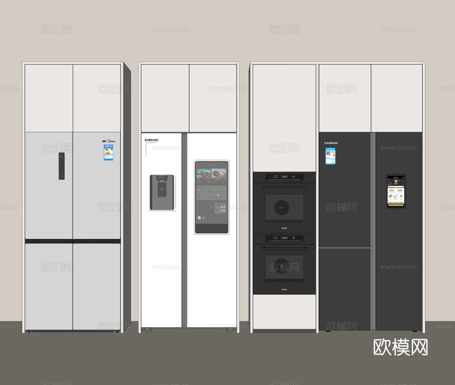 双开门冰箱 十字门冰箱 智能冰箱su模型