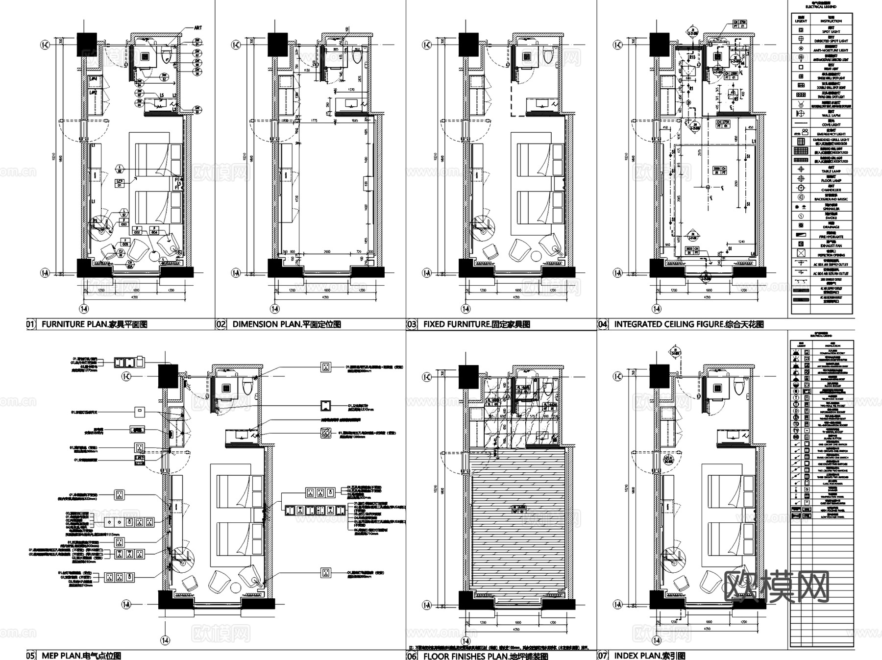 天津陆家嘴广场万怡酒店室内工装CAD施工图整套cad施工图
