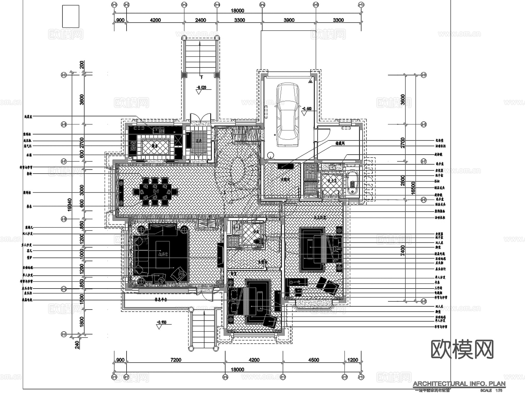 长白山度假区酒店式公寓D2别墅室内家装CAD施工图整套cad施工图