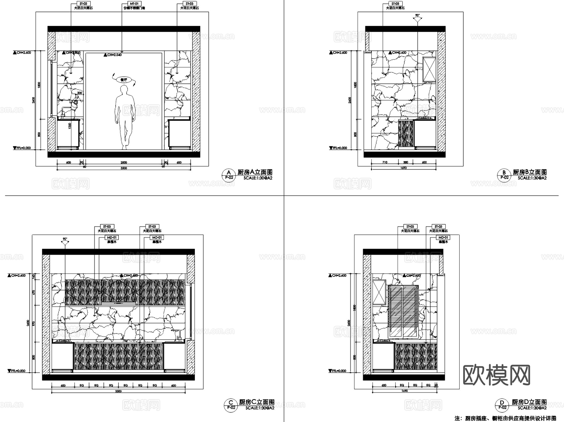 中梁百悦城175样板房室内家装CAD施工图整套cad施工图