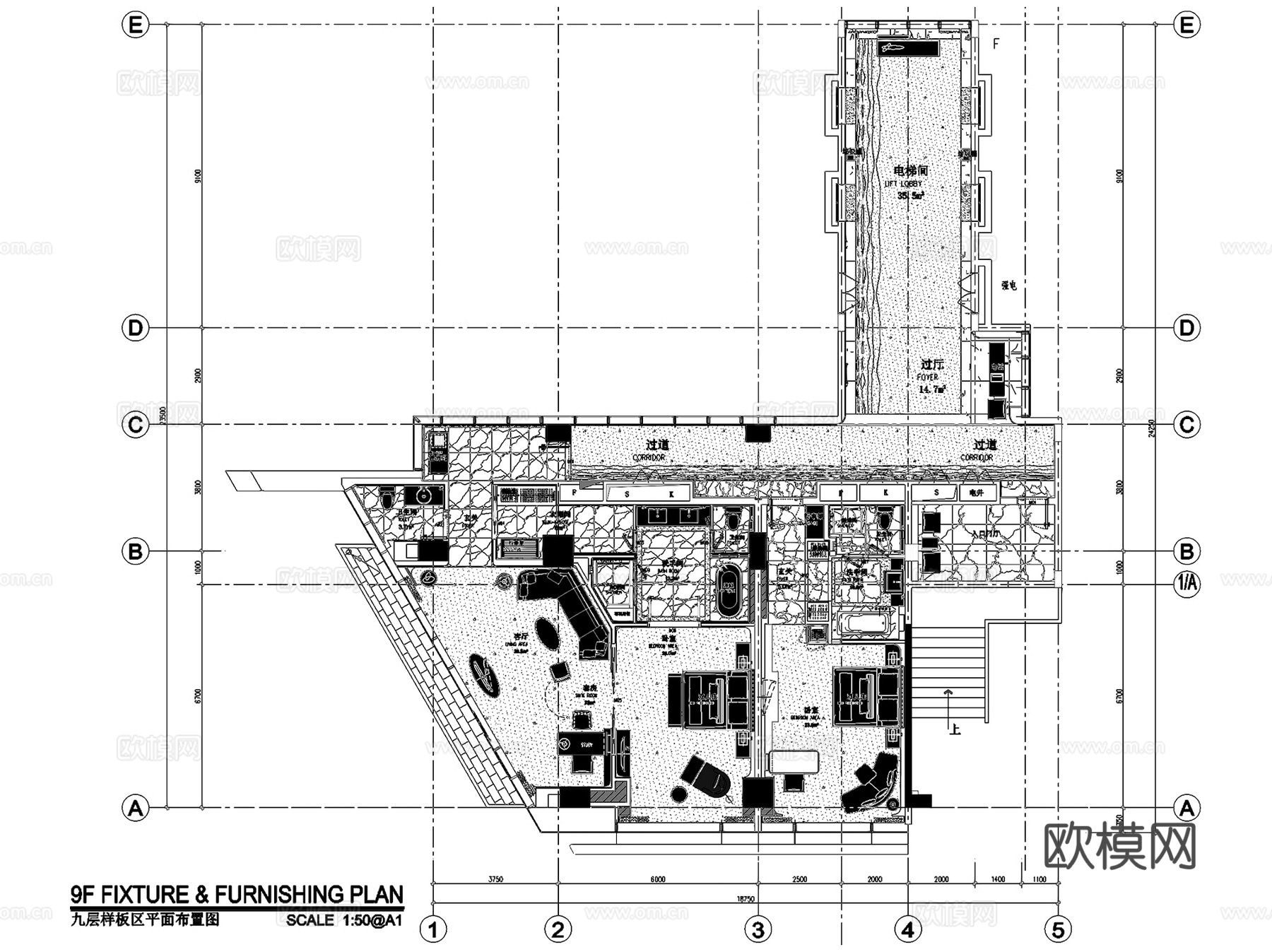蛇口海上世界希尔顿酒店室内工装CAD施工图cad施工图