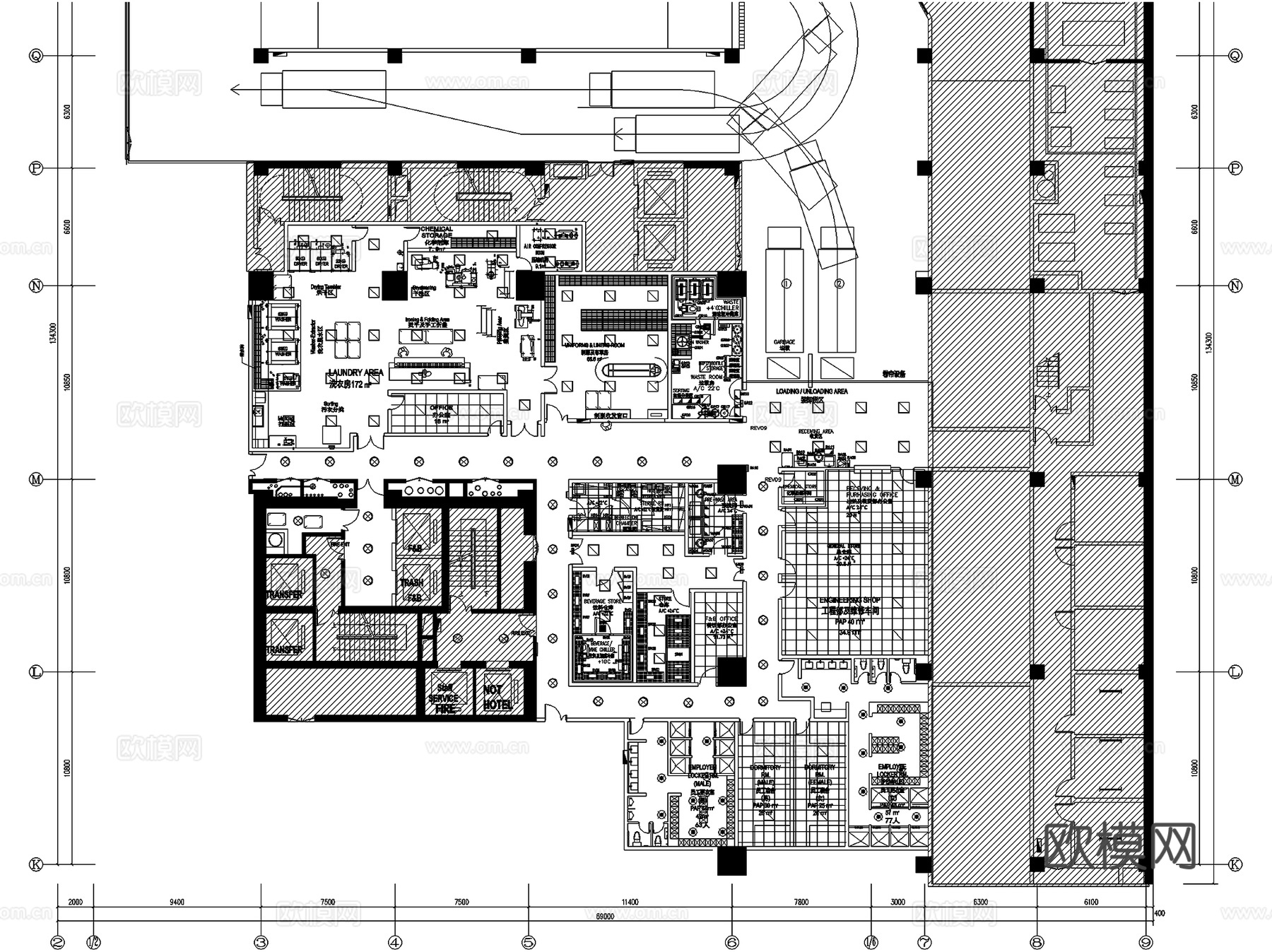洛阳凯悦酒店室内工装平面CAD施工图+文本cad施工图