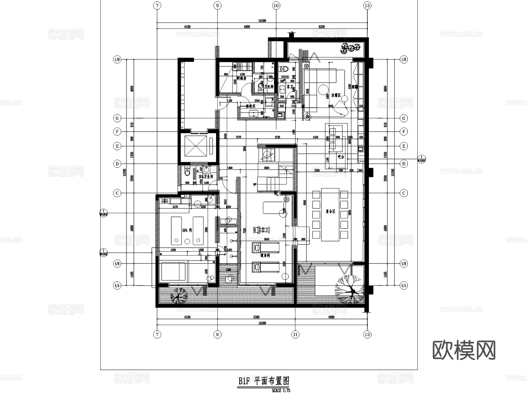 郑州融创天璟园中原壹号院5#220户型跃层样板房室内家装cad施工图