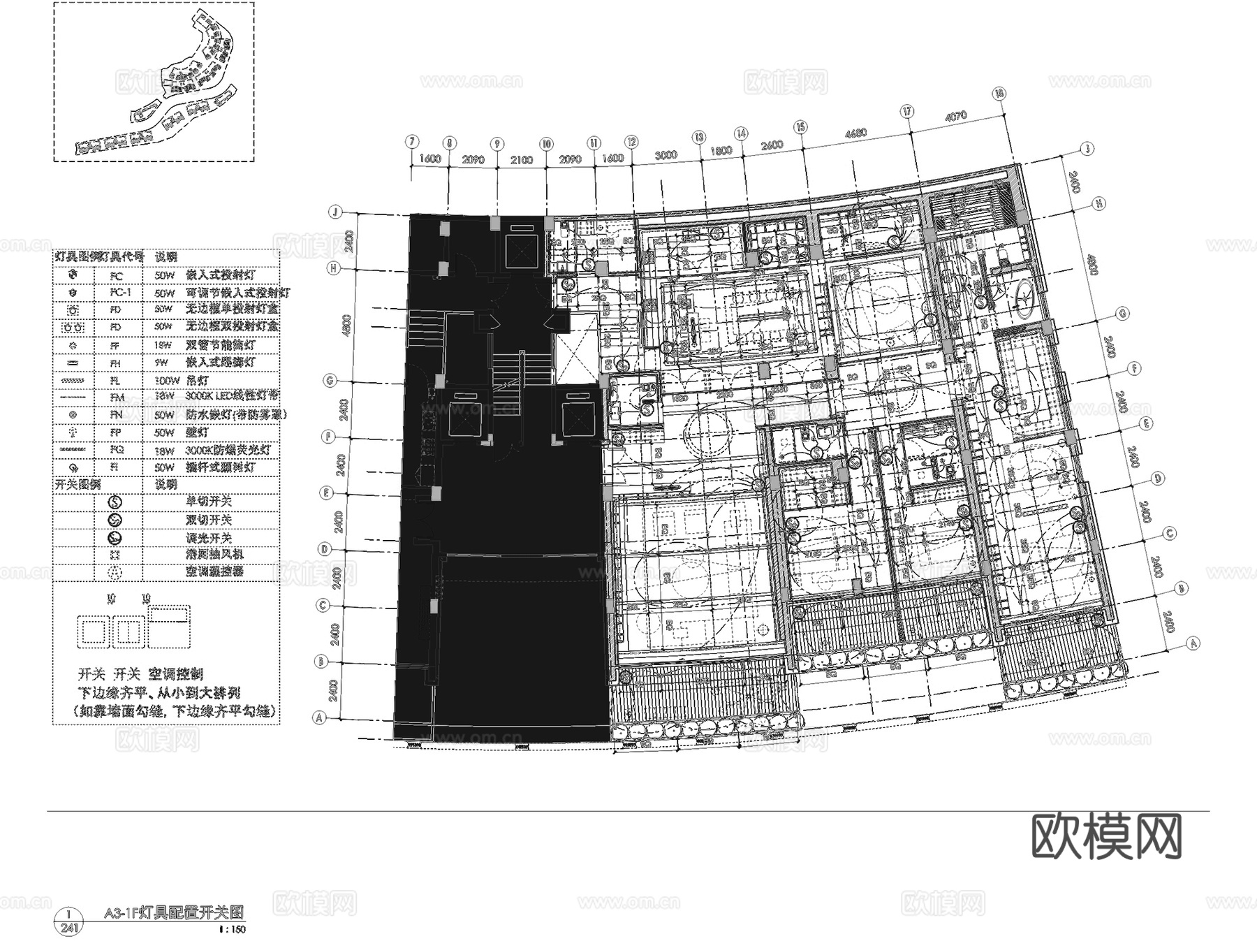 重庆万科鹅岭峰A3-1F户型室内家装CAD施工图整套cad施工图