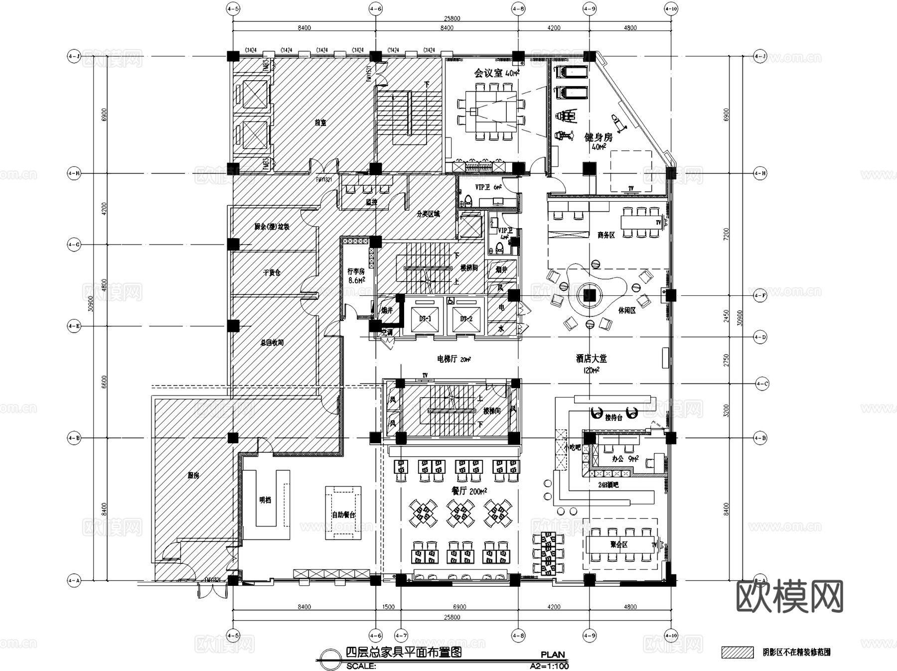 希尔顿欢朋酒店公区及客房样板房室内工装CAD施工图cad施工图