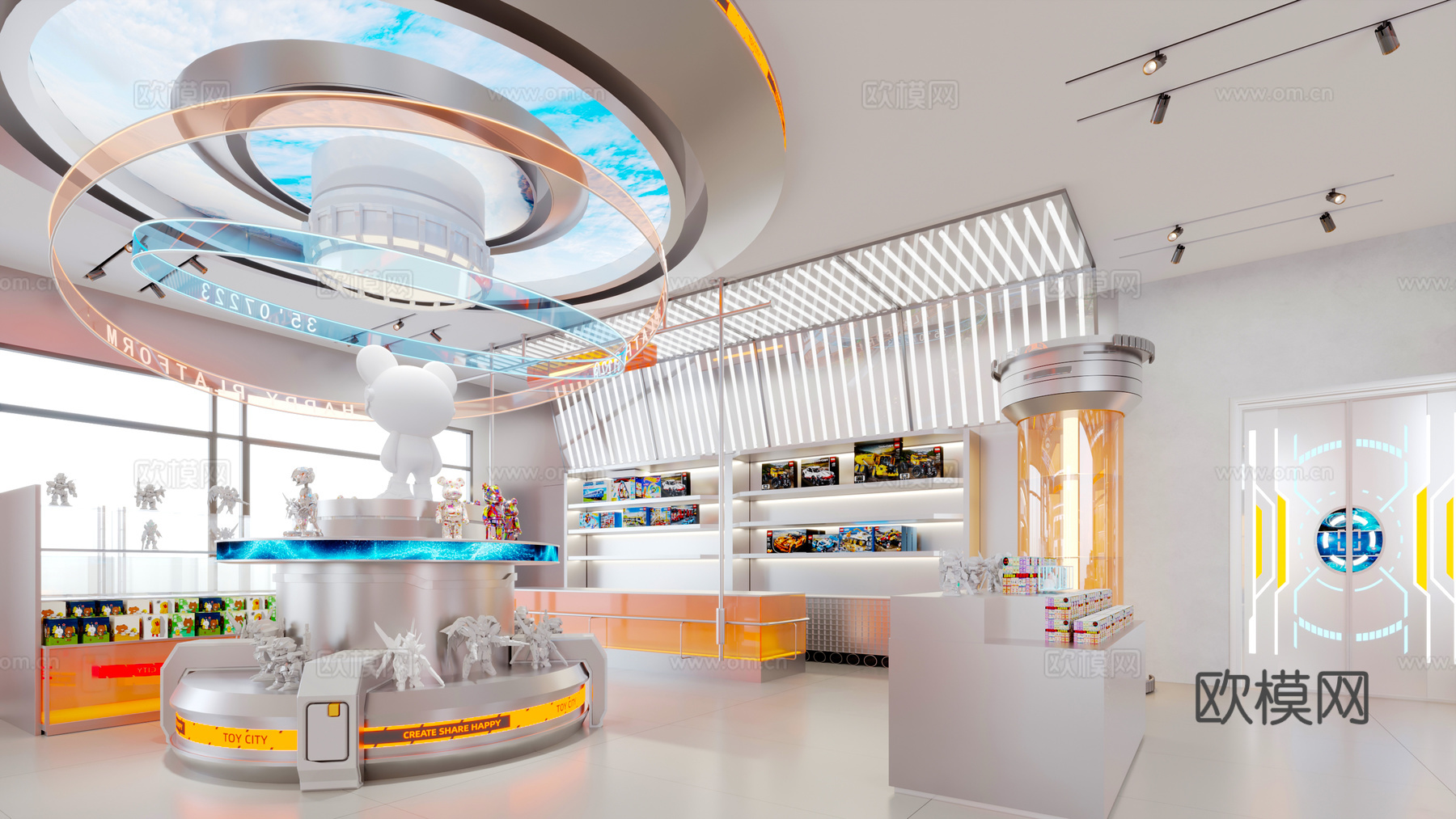 现代潮玩玩具店3d模型下载（渲染图1）