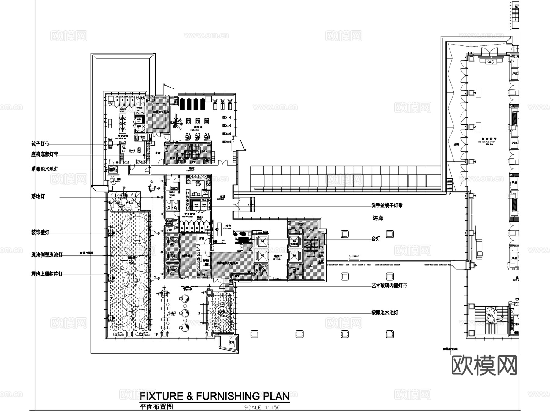 深圳机场希尔顿逸林酒店室内工装平面CAD施工图cad施工图