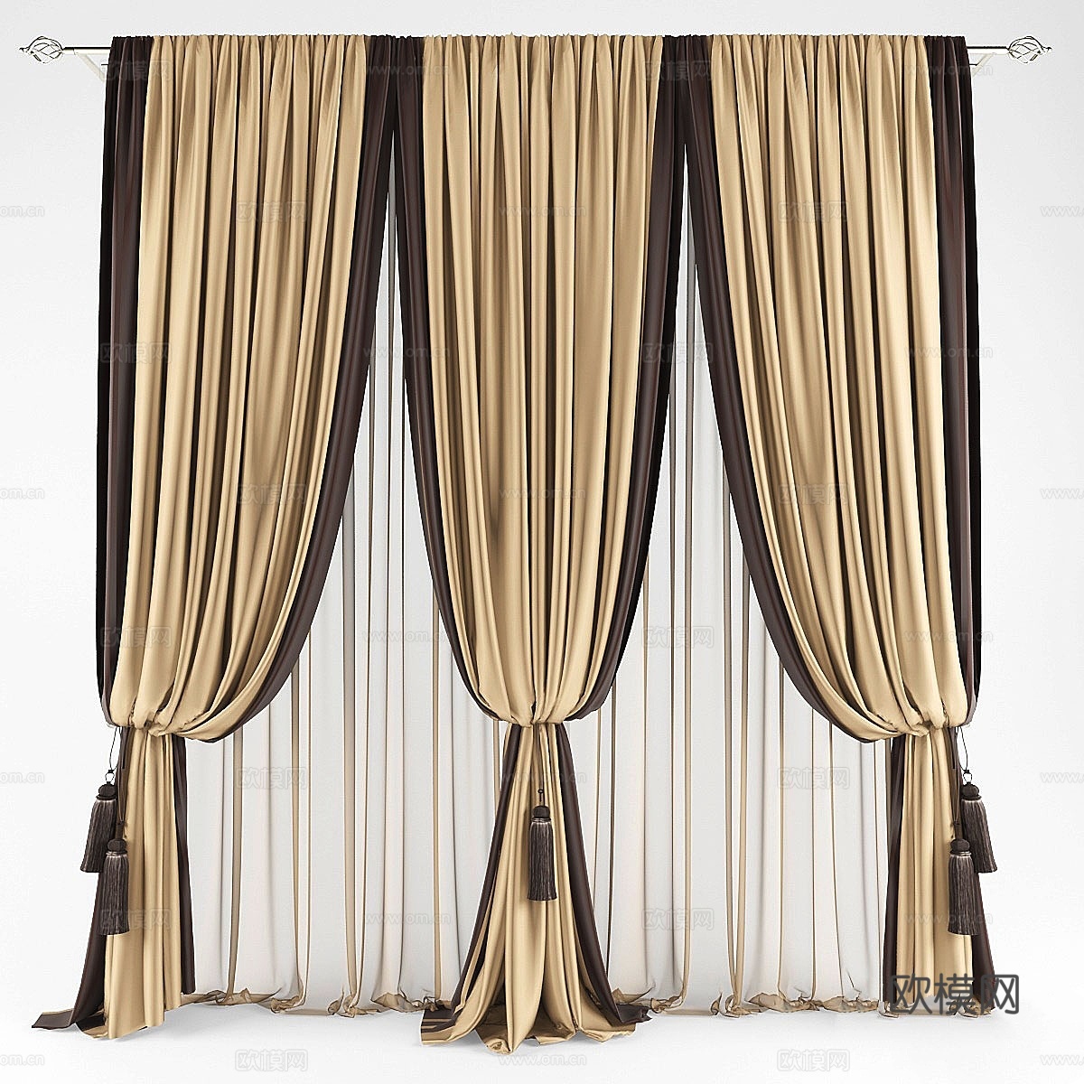 新古典窗帘3d模型下载