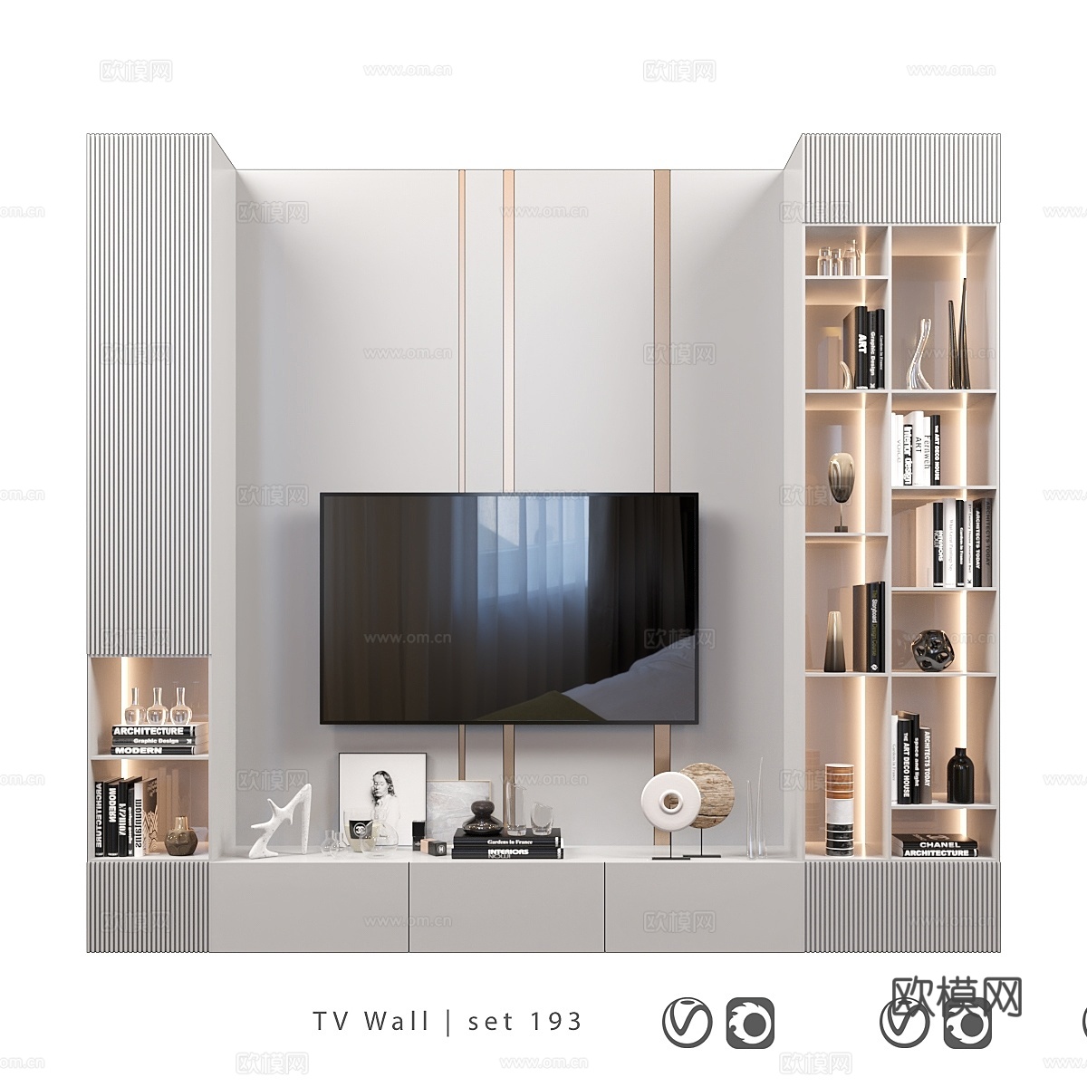 电视墙套装 电视墙3d模型下载