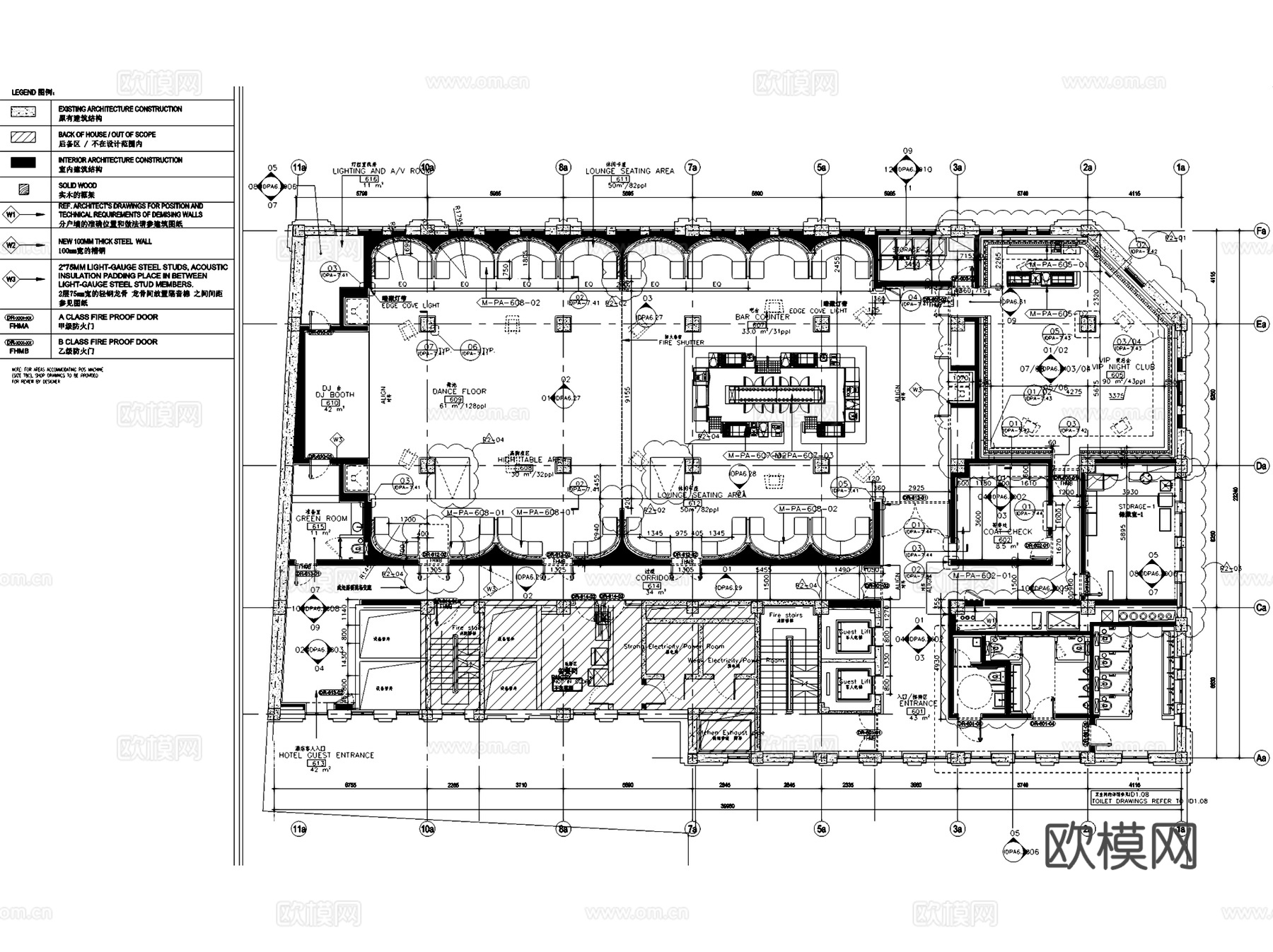 上海鲁能艾迪逊酒店公区改造室内工装平面系统图CAD施工图cad施工图